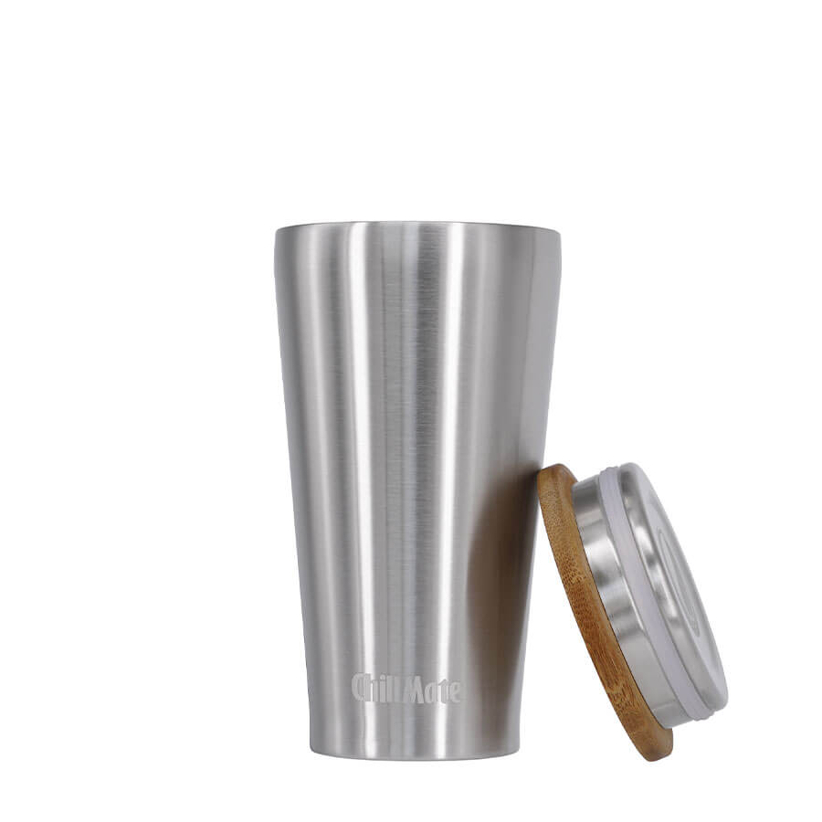 0,35l ChillMate Edelstahl Thermobecher mit Bambus-Deckel