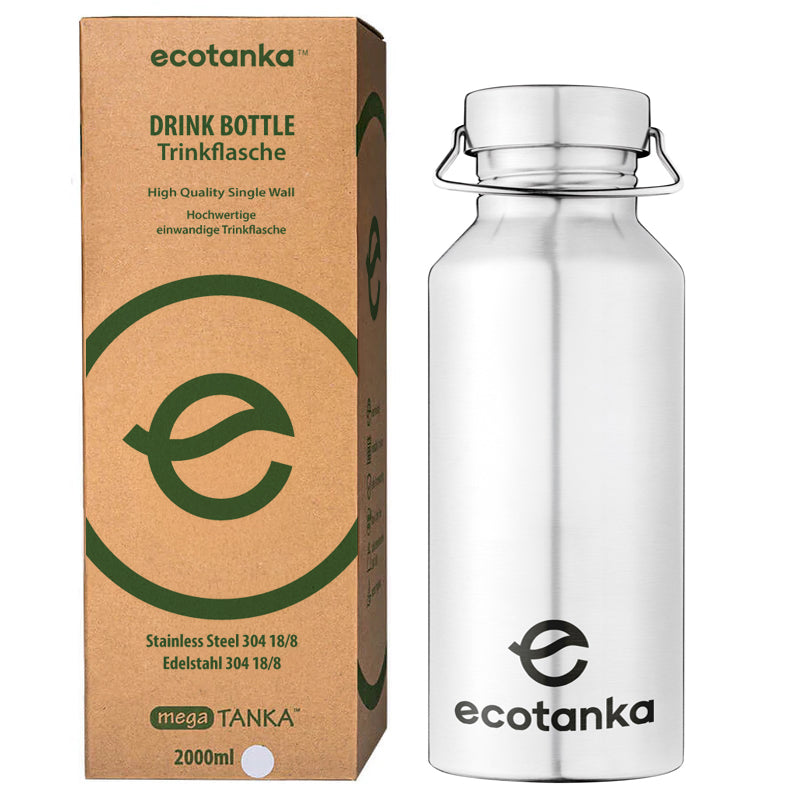 2,0l megaTANKA Edelstahl Trinkflasche mit Edelstahl-Verschluss