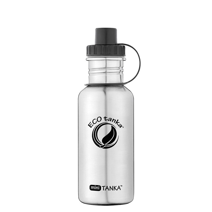 ECOtanka-miniTANKA-600ml-Edelstahl-Trinkflasche-silber-mit-Sport-Verschluss-2-teilig-mit-Staubkäppchen-schwarz-PP5-Polypropylen