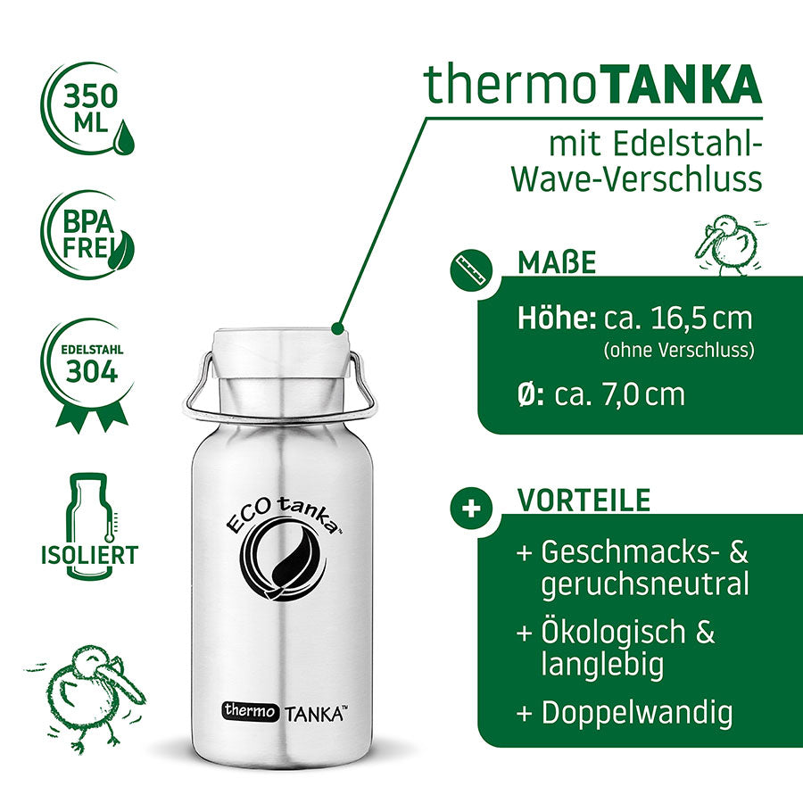 ECOtanka-thermoTANKA-350ml-isolierende-doppelwandige-Edelstahl-Thermo-Trinkflasche-silber-mit-Wave-Edelstahl-Flachverschluss-mit-Tragegriff Alternativen Text bearbeiten