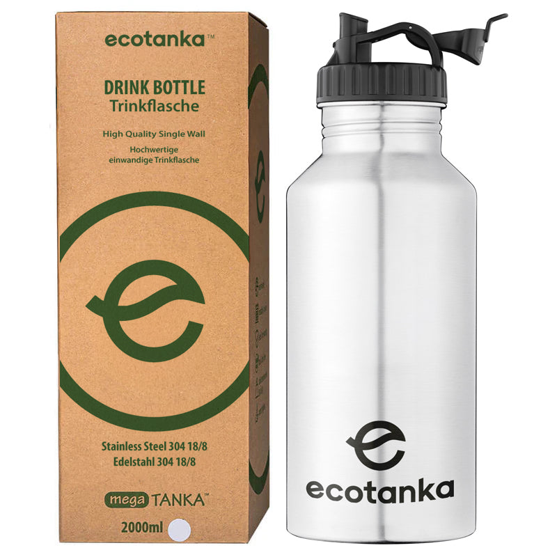 2,0l megaTANKA Edelstahl Trinkflasche mit Poly-Loop-Verschluss