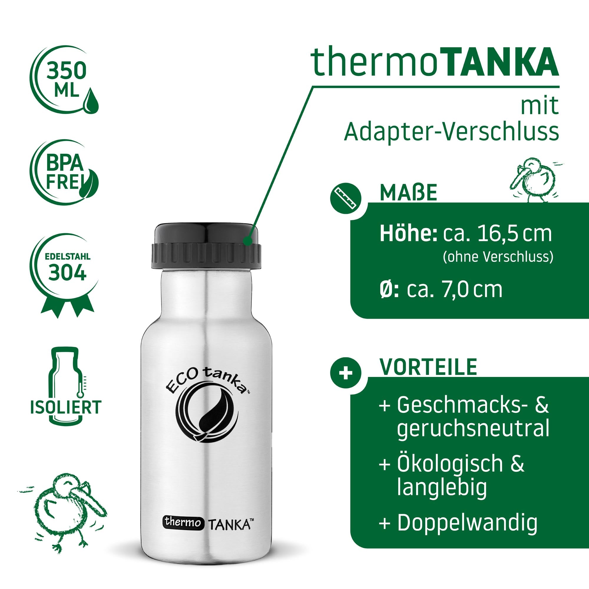 ECOtanka-thermoTANKA-350ml-isolierende-doppelwandige-Edelstahl-Thermo-Trinkflasche-silber-mit-Adapter-Verschluss-2-teilig-schwarz-PP5-Polypropylen