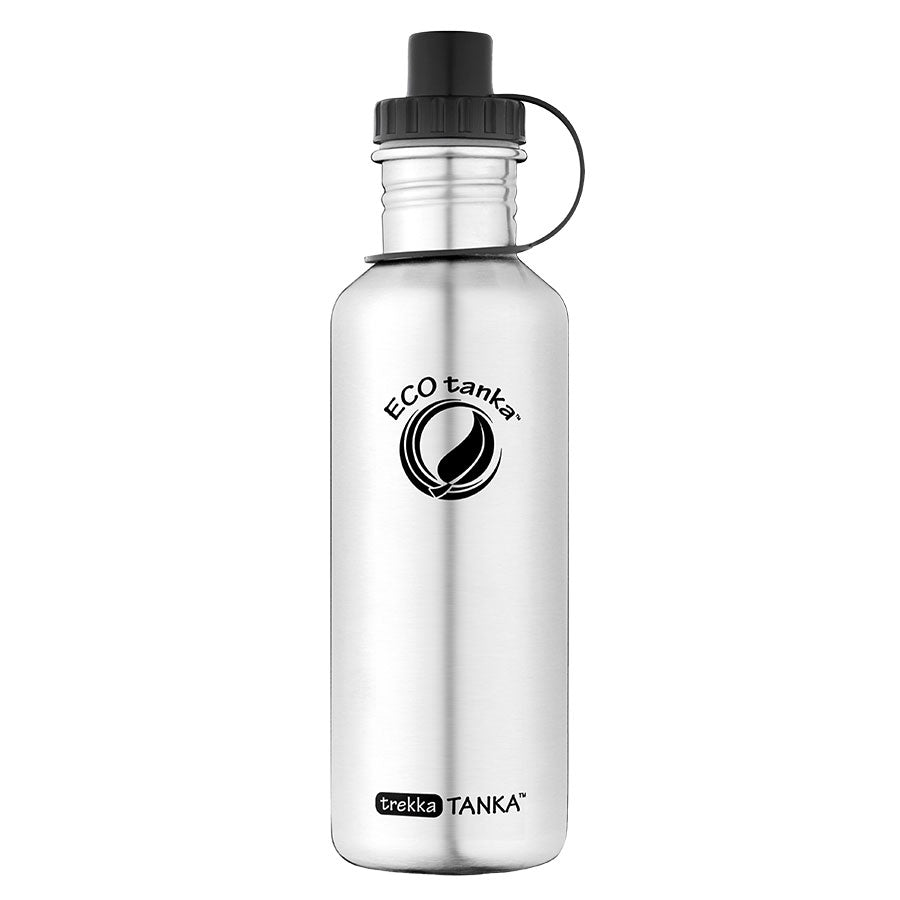 ECOtanka-trekkaTANKA-1000ml-Edelstahl-Trinkflasche-silber-mit-Sport-Verschluss-2-teilig-mit-Staubkäppchen-schwarz-PP5-Polypropylen