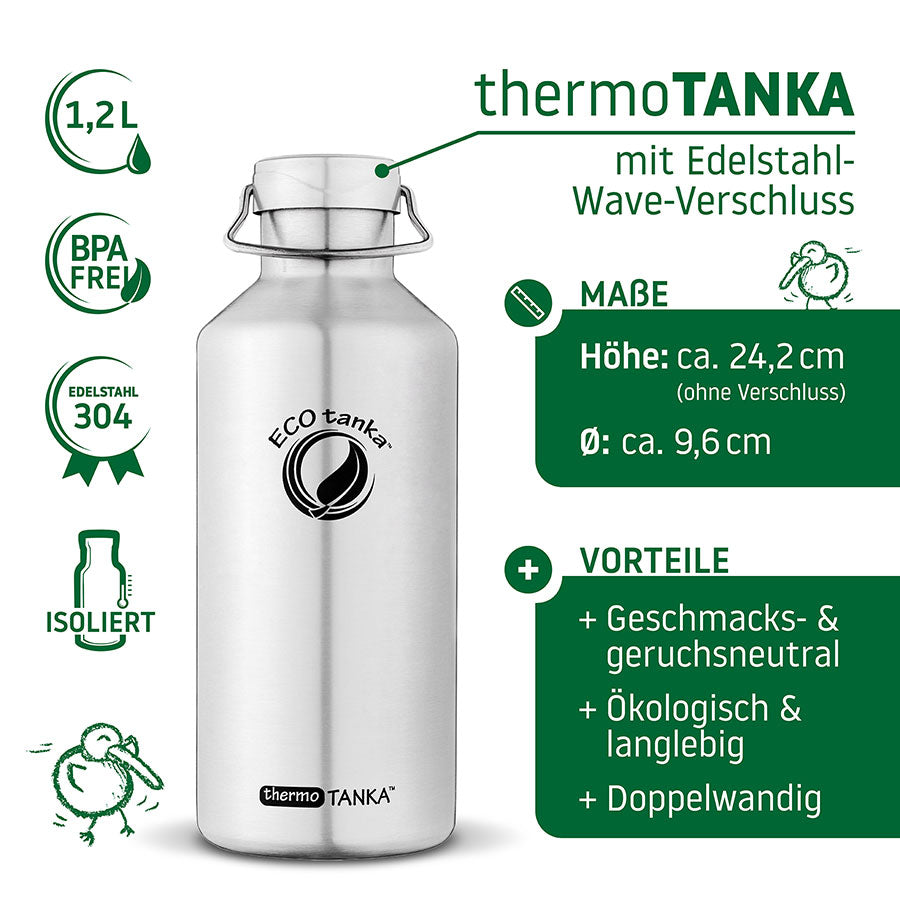 ECOtanka-thermoTANKA-1200ml-isolierende-doppelwandige-Edelstahl-Thermo-Trinkflasche-silber-mit-Wave-Edelstahl-Flachverschluss-mit-Tragegriff  Alternativen Text bearbeiten