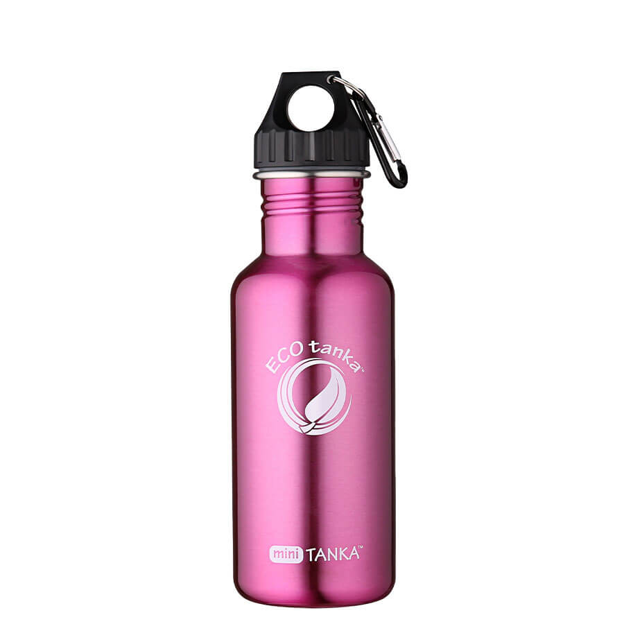 ECOtanka-miniTANKA-600ml-Edelstahl-Trinkflasche-pink-mit-Poly-Loop-Verschluss-schwarz-PP5-Polypropylen-mit-Karabinerhaken