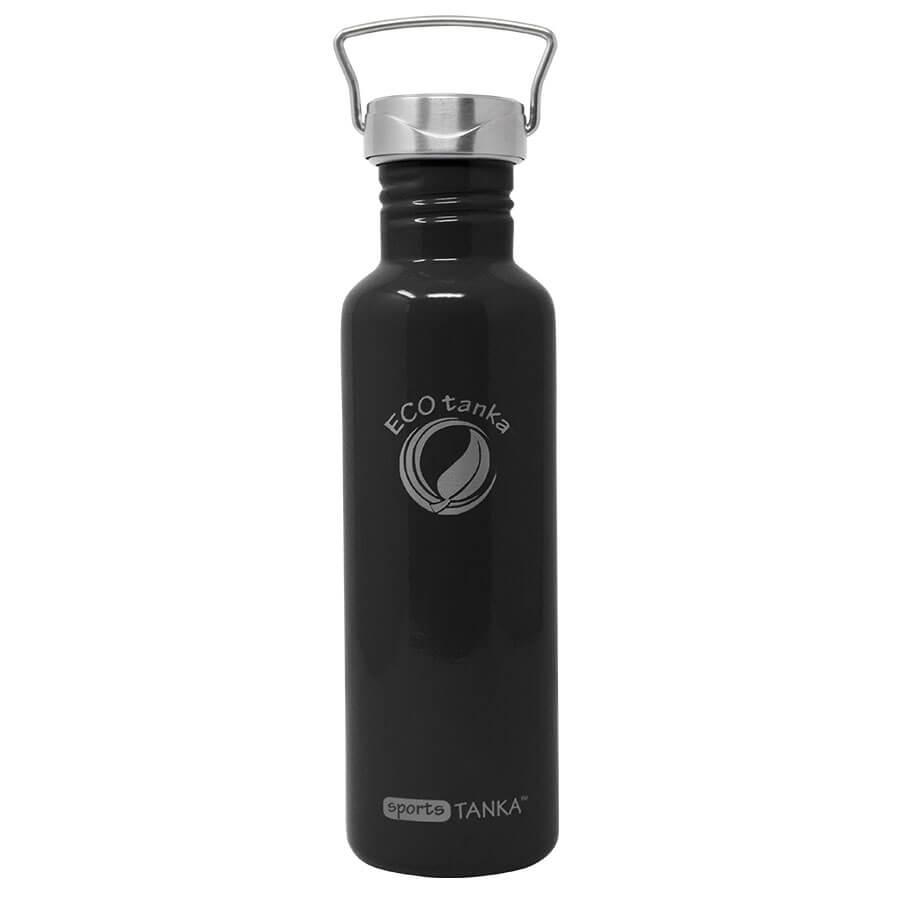 ECOtanka-sportsTANKA-800ml-Edelstahl-Trinkflasche-schwarz-mit-Wave-Edelstahl-Flachverschluss-mit-Tragegriff